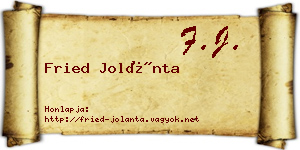 Fried Jolánta névjegykártya